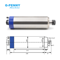Kit moteur de broche refroidi par eau G-penny 2,2 kW ER20 D80 pour le travail du bois, type balle, 220 V/110 V, avec variateur de fréquence H100, roulement de fraisage