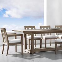 Ensemble de salle à manger extérieure pour hôtel, mobilier de patio de villa, chaises de salle à manger modernes en teck de luxe, coussins imperméables, garantie 2-3 ans