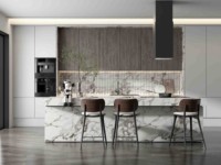 Projet de mobilier hôtelier : Armoire élégante sur mesure marron foncé avec portes coulissantes et rangement multi-zones