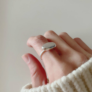S925 Sterling Silver Geometric Oval <b>Open</b> <b>Ring</b> For Women Everyday Wear - Product Image 4
