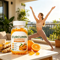 Gummies de Curcumine à base de plantes, d'origine durable, emballage écologique, aliments entiers