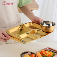 Assiette à dîner de restaurant en acier inoxydable écologique personnalisée avec motif végétal Commande minimum 10 pièces