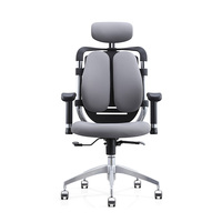 Chaise de bureau Ceo en cuir véritable gris Support lombaire à double dossier séparé