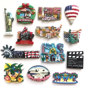 Custom Promotional 3D Polyresin Resin Fridge Magnet Customized Country City Resin Refrigerator Magnet Tourist Souvenir