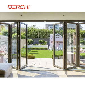 Derchi nfrc bão tác động ngoài trời hiện đại ban công Bifold accordion trượt nhôm kính gấp đôi cửa Patio - Product Image 3