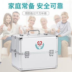 Pastillero grande de aleación de aluminio con doble apertura, 4 compartimentos, estuche de almacenamiento de medicamentos familiar de varias capas con compartimento para uso doméstico - Product Image 4