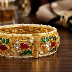Zyvory 925 Silver Hall Mark Certified Traditional Ethnic Designer <b>Kada</b> Bangles Women's Vintage Wedding Jewelry - Product Image 2
