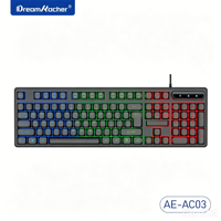 Nouveau clavier de jeu mécanique à 104 touches, sept couleurs lumineuses, taille standard, USB 2.0, plug-and-play, plastique, effets d'éclairage constants, 40G