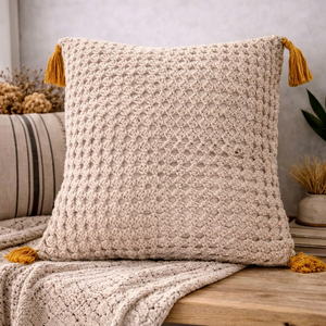 Handmade Crochet Pillow Cover Boho Decorative Cushion Case Cotton <b>Knitted</b> <b>Throw</b> Pillow Cover for Sofa Bed Living Room Home Decor - Product Image 1