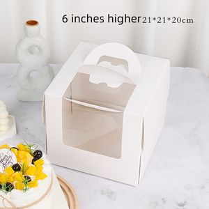 Venta al por mayor de productos en tendencia en línea recién llegados para llevar caja de pastel de cartón impreso con asa - Product Image 3