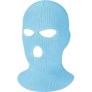 Tùy Chỉnh <span class=keywords><strong>Logo</strong></span> Và Bán Sỉ Thiết Kế Đan Mùa Đông Đen Ba 3 Lỗ Full Face Acrylic Nhãn Hiệu Riêng Thể Thao Trượt Tuyết Mặt Nạ Beanie Hoodie - Product Image 5