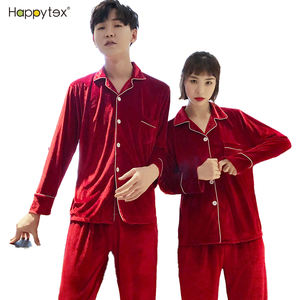 Conjunto de <span class=keywords><strong>pijama</strong></span> de terciopelo para <span class=keywords><strong>hombre</strong></span> y mujer, ropa de dormir de manga larga con pantalones y Tops sólidos personalizados OEM para <span class=keywords><strong>invierno</strong></span> - Product Image 2