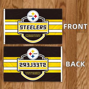 Haute qualité 3x5ft pour équipe de Football <span class=keywords><strong>NFL</strong></span> conception personnalisée bannière Pittsburgh Steelers drapeaux 100% Polyester Stock toutes les équipes - Product Image 5