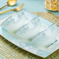 Service de table en porcelaine fine à motif pivoine moderne, vaisselle florale exquise pour restaurant, compatible lave-vaisselle et micro-ondes, pour la maison et les mariages