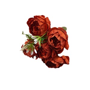 Filippo - Mini bouquet de pivoines à 5 têtes, style coréen, petites fleurs en soie, décoration de mariage, bouquet de roses artificielles - Product Image 5