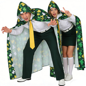 Capa con Capucha Unisex para el Día de San Patricio, Disfraz con Estampado de Trébol Verde, Traje de Fiesta para Adultos, Primavera/Verano, Tejido - Product Image 4