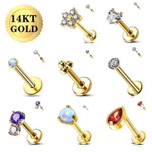 ต่างหูทองคำแท้ <span class=keywords><strong>14K</strong></span> แบบติดกระดูกอ่อน รูปดาวเคราะห์ สีเหลืองทอง แบบหลังแบน ต่างหูแบบ Helix ทองคำ <span class=keywords><strong>14K</strong></span> แบบกดติด สำหรับ Tragus และ Labret - Product Image 3