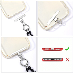 Cordon de téléphone en obsidienne <span class=keywords><strong>argent</strong></span>ée naturelle anti-perte, bracelet perlé en cristal Chat Porte-Bonheur et Lune pour femme - Product Image 2