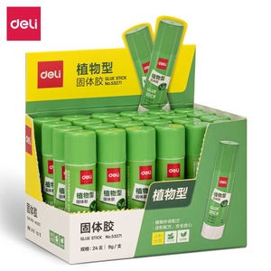 Barra de pegamento sólido a base de plantas Deli, 9 g, 24 unidades, no tóxico, para uso escolar y de oficina - Product Image 1