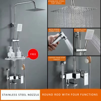 Haute qualité en laiton salle de bain douche à main robinet douche tête carrée ensemble pluie bain douche mélangeur système Kits