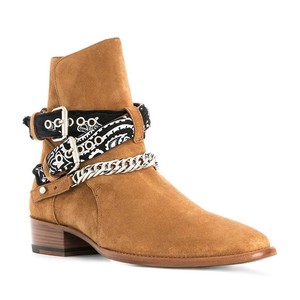 Bottines Chelsea en cuir à bout <span class=keywords><strong>pointu</strong></span> et chaîne en denim pour <span class=keywords><strong>homme</strong></span> - Product Image 2