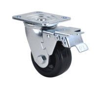 Roue pivotante robuste 4x2 en acier avec noyau en caoutchouc massif, capacité de charge 150 kg, plaque pivotante sans frein, directement de l'usine