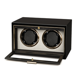 Luxury Automatic Black Green Wooden Lacquer 2 Slot <strong>Rotating</strong> <strong>Watch</strong> <strong>Display</strong> Packaging <strong>Case</strong> Safe <strong>Watch</strong> Winder Box - Product Image 2
