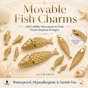 Amuletos de Peces Móviles |   Colgantes de Acero Inoxidable Chapados en Oro PVD de 18K para Fabricación de Joyería DIY |   Duradero, Impermeable e Hipoalergénico - Product Image 1