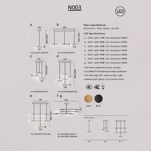 Lámpara Colgante LED de Cristal de Lujo Nórdico, 3000K Blanco Cálido, 2 Años de Garantía, Sala de Estar, Moderna, Minimalista, Pantalla Acrílica, 50000 Horas - Product Image 3
