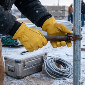 冬用革製作業用手袋 男女兼用 防寒 保温 裏地付き 牛革製 断熱作業用手袋 冷凍庫用 - Product Image 6