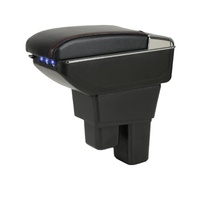 Boîte de rangement de luxe en cuir noir rotative avec porte-gobelet ABS et chargeur USB pour Honda Jazz 2008-2013, design japonais 2027