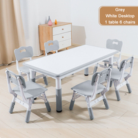 Ensemble table et chaises pour enfants Meubles de garderie pour enfants Bureau d'étude et tabouret Table à manger pour tout-petits réglable en hauteur avec chaises