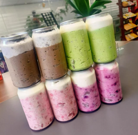 Nouveau Design Bocal en PET pour Gâteaux, Bocaux en Plastique Transparent Personnalisés Jetables pour Lait, Thé, Jus, Gâteau, Smoothies, Bocaux en PET avec Couvercles Entièrement Ouvrables