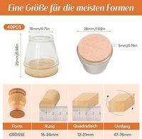 Capuchons de pieds de chaise de 22 à 26 mm avec patins en feutre, silicone transparent, capuchons de protection élastiques pour pieds de chaise, ronds, en caoutchouc