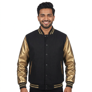 OEM de haute qualité en cuir doré manches patchs hommes personnalisé Letterman laine Varsity CollegeBaseballjacket pour hommes - Product Image 1