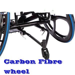 Kursi roda portabel Manual Super ringan, kursi roda olahraga 24 inci bingkai paduan Magnesium + roda serat karbon lipat - Product Image 4