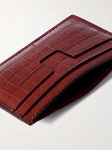 Portefeuille mince de luxe de haute qualité imprimé alligator avec logo personnalisé Porte-cartes en cuir véritable pour cadeau d'hôtel - Product Image 3