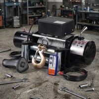 Treuil électrique portable 12V 4500lbs avec télécommande sans fil, câble en acier de 10m pour le sauvetage et le remorquage de camionnettes, VTT et UTV