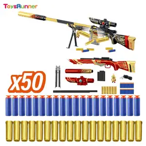 Pistola de juguete de expulsión de concha barata Air Soft Airsoft Sniper Shooting Foam Beads Modelo de metal Pistola de juguete de expulsión de concha para adultos