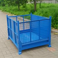 Conteneur de stockage industriel en métal pliable et empilable pour entrepôt, cage de stockage de marchandises en treillis métallique