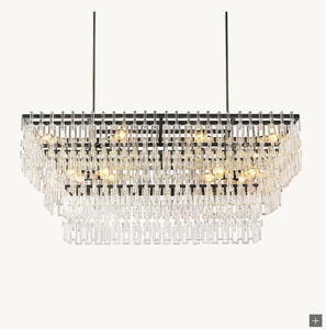 Lustre rectangulaire à étages Marignan en cristal CO, design moderne et luxueux, idéal pour salle à manger, un best-seller - Product Image 2