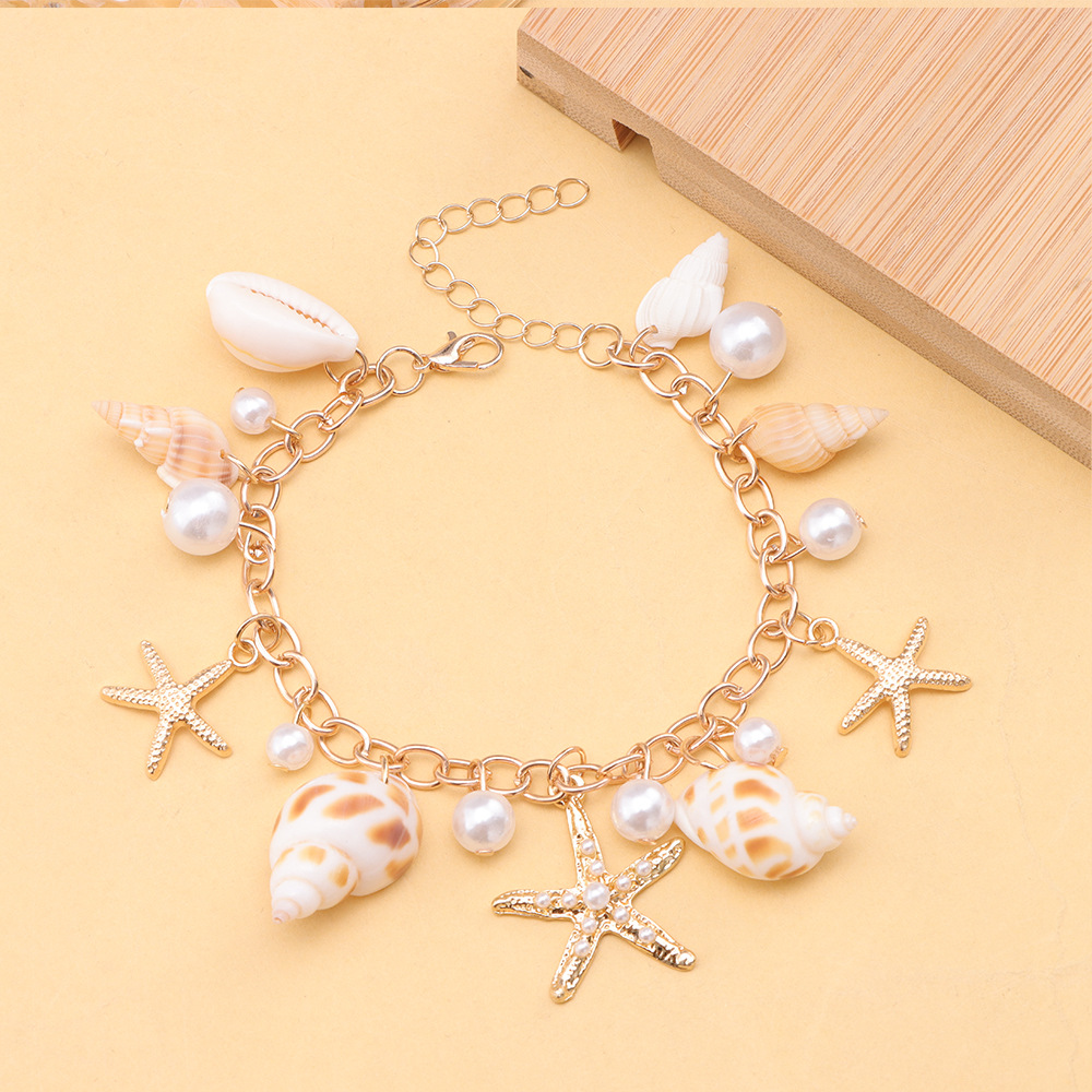 Starfish and conch bracelet
