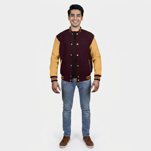 Factory Custom Varsity <b>Jacket</b> <b>Men</b> 100% Cotton Breathable Winter Stand Collar Chenille Embroidery Letterman <b>Baseball</b> Regular - Product Image 1