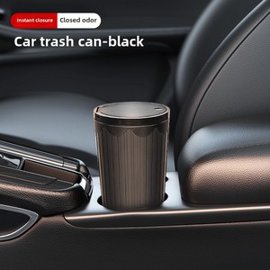 Tempat Sampah mobil Mini, tempat penyimpanan plastik ABS tahan air dengan tutup pintu sisi gantung tertutup kotak penyimpanan sampah multifungsi - Product Image 3