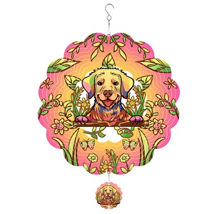 Colorido Molinillo de Viento Metálico Rectangular de 12 Pulgadas con Diseño de Perro para Decoración de Jardín y Patio, Adorno Exterior Impermeable Estilo Art Deco - Product Image 1