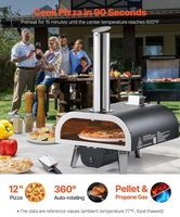Four à pizza 2-en-1 pour extérieur, au charbon de bois et au gaz, pour fêtes et événements