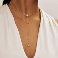 Colliers en acier inoxydable à pampilles superposées avec perles pour femmes, accessoires quotidiens étanches pour le cou, bijoux féminins tendance