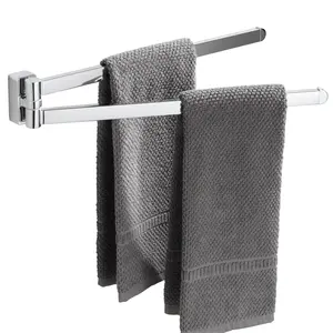 Interhasa! Verstelbare Zinklegering Handdoekenrek Wall Mounted Handdoek Rails Houder Badkamer Accessoires Swivel Handdoek Bar Voor Badkamer