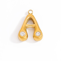 Trend Personalized 18K Gold Plated Stainless Steel Bubble Initial Letter Charms Non-Fading Diy Charms for Women Jewelry Making