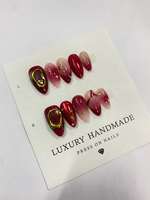 Vente en Gros 10 Pièces Faux Ongles en Gel Peints à la Main – Magnifiques Ongles Acryliques de Luxe Faits Main à Coller de Haute Qualité
